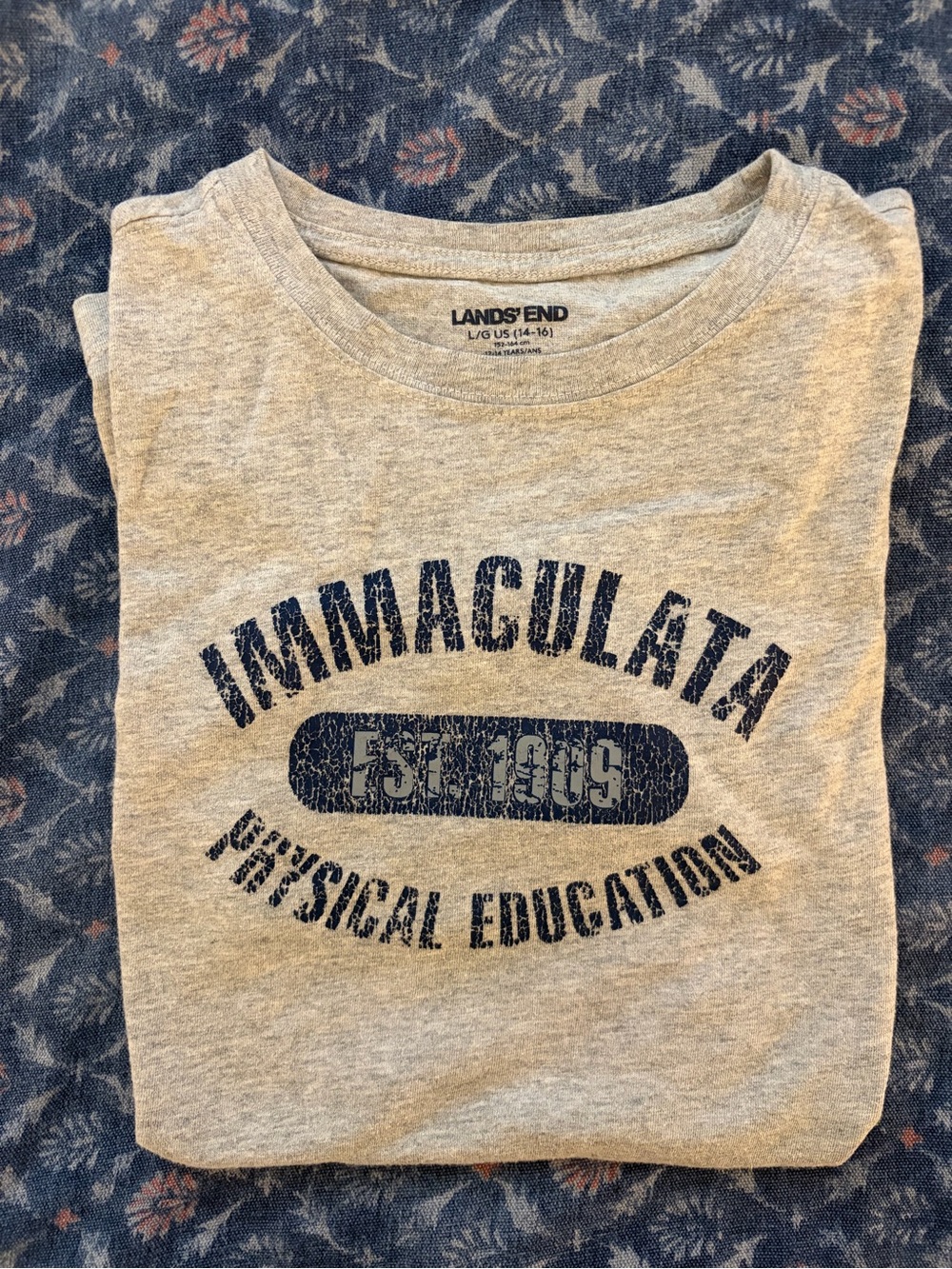 Lands' End Gray Short-Sleeve 'Physical Education' Graphic Tee
